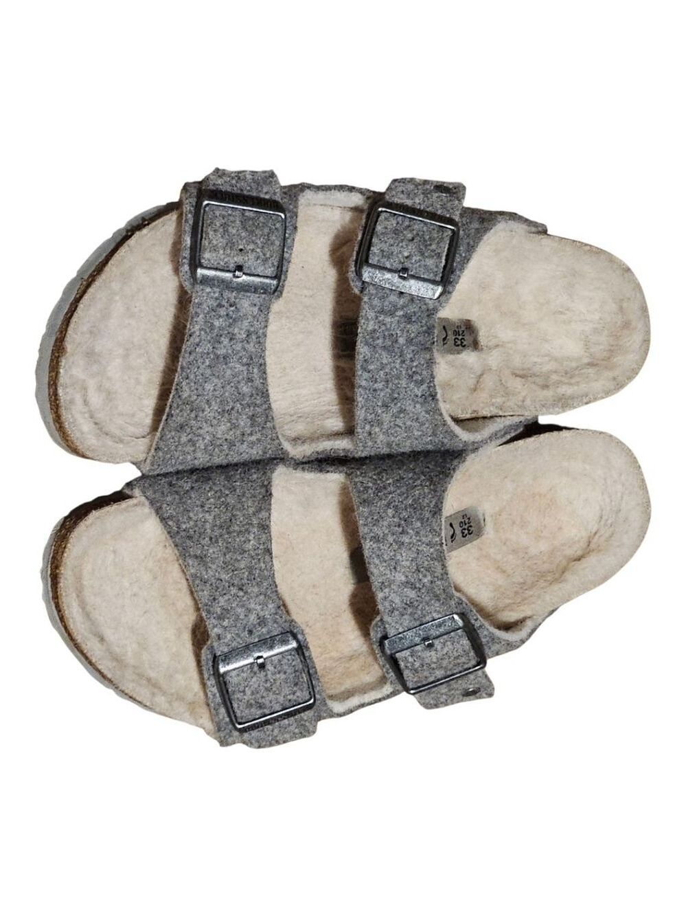 Kids' Birkenstock Grey Beige Shearling Lined Sandals US 2 (Little Girl) - Picture 13 of 15